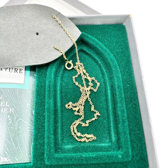 Angel Feather Necklace Austrian Crystal Gold Tone Vernon Wilson Signature in Box - Picture 5 of 9